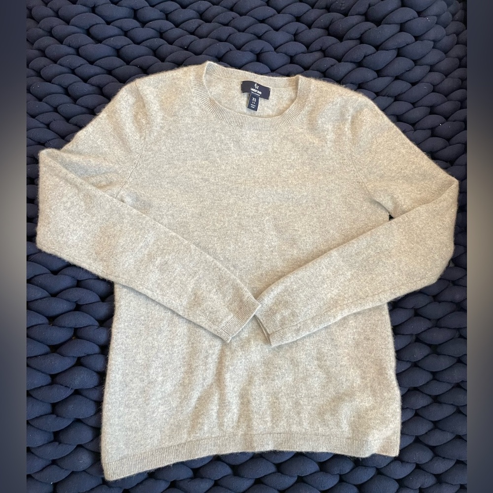 Lands End 100% Cashmere Sweater Light Gray XS